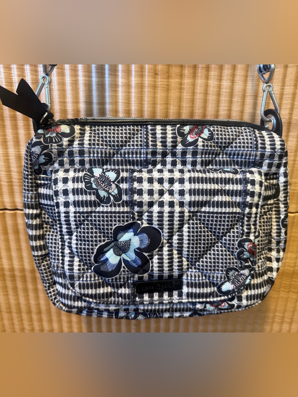 Vera Bradley Black, White & Blue Quilted Floral Crossbody